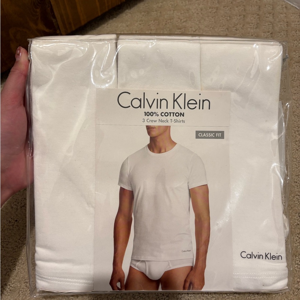 Calvin Klein White Crew Neck Undershirts - 3 Pack